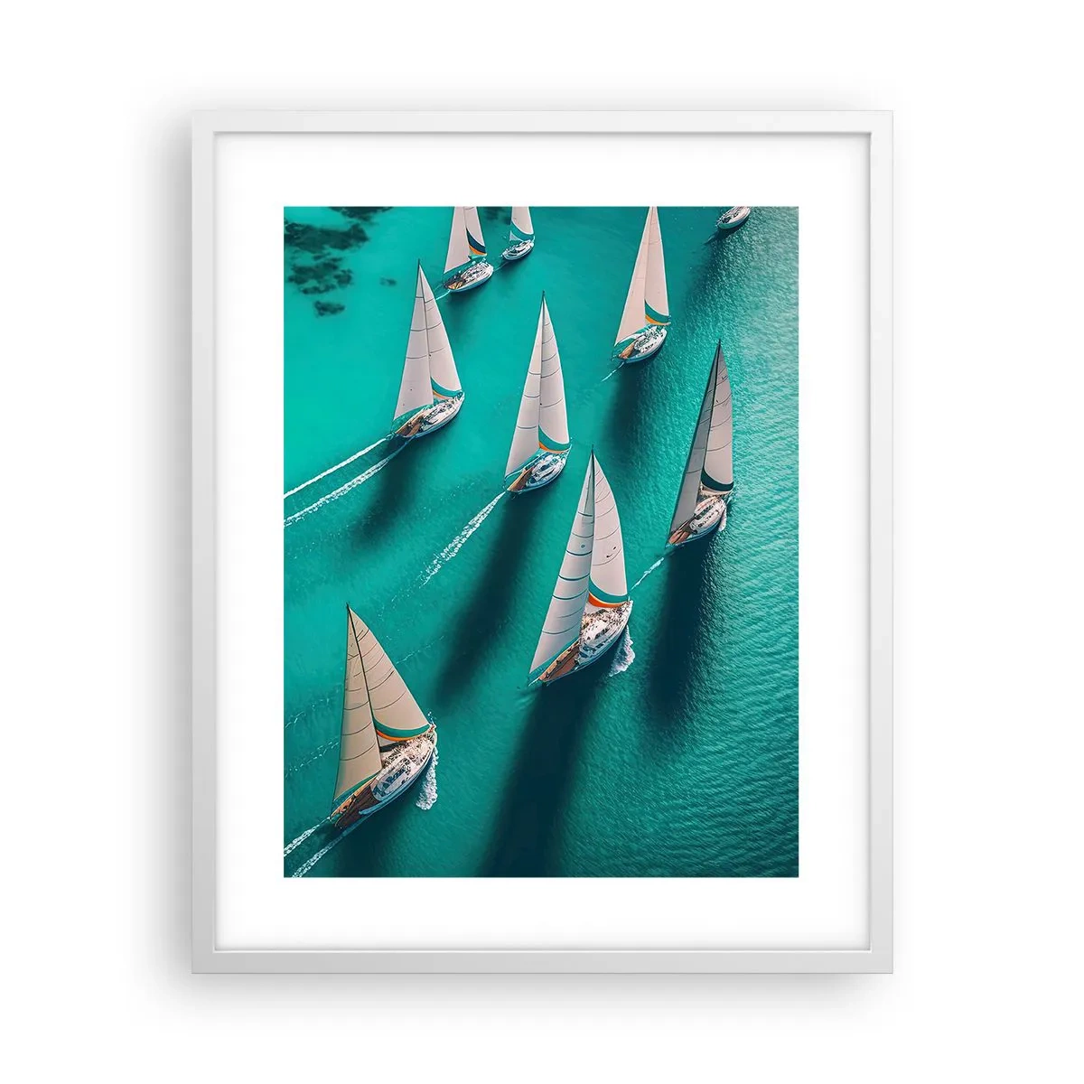 Poster în ramă albă - Cursa cu vântul - 40x50 cm