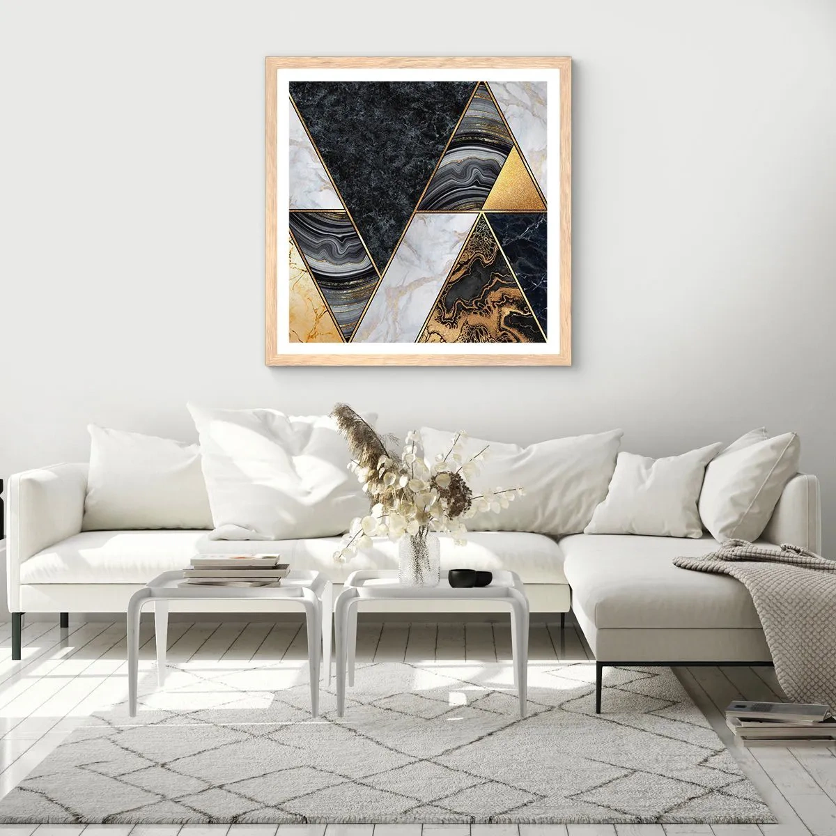 Poster în ramă de stejar deschis - Piatră cu piatră - 40x40 cm