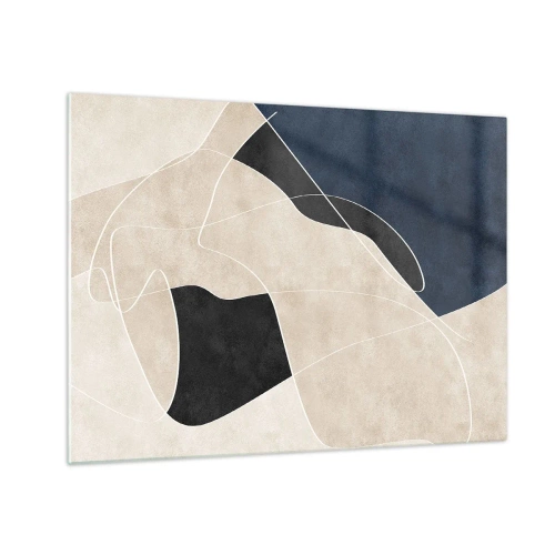 Tablou pe sticlă - Abstracție modernă cu forme și linii contrastante - 70x50cm - Compoziție abstractă - contrast de culori - Decorațiune modernă pentru perete pentru living și dormitor ARTTOR