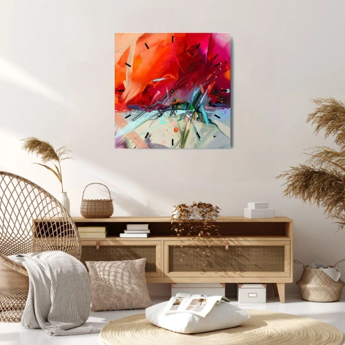 Ceas de perete - Ceas pe sticlă - O explozie de lumini și culori - 30x30 cm