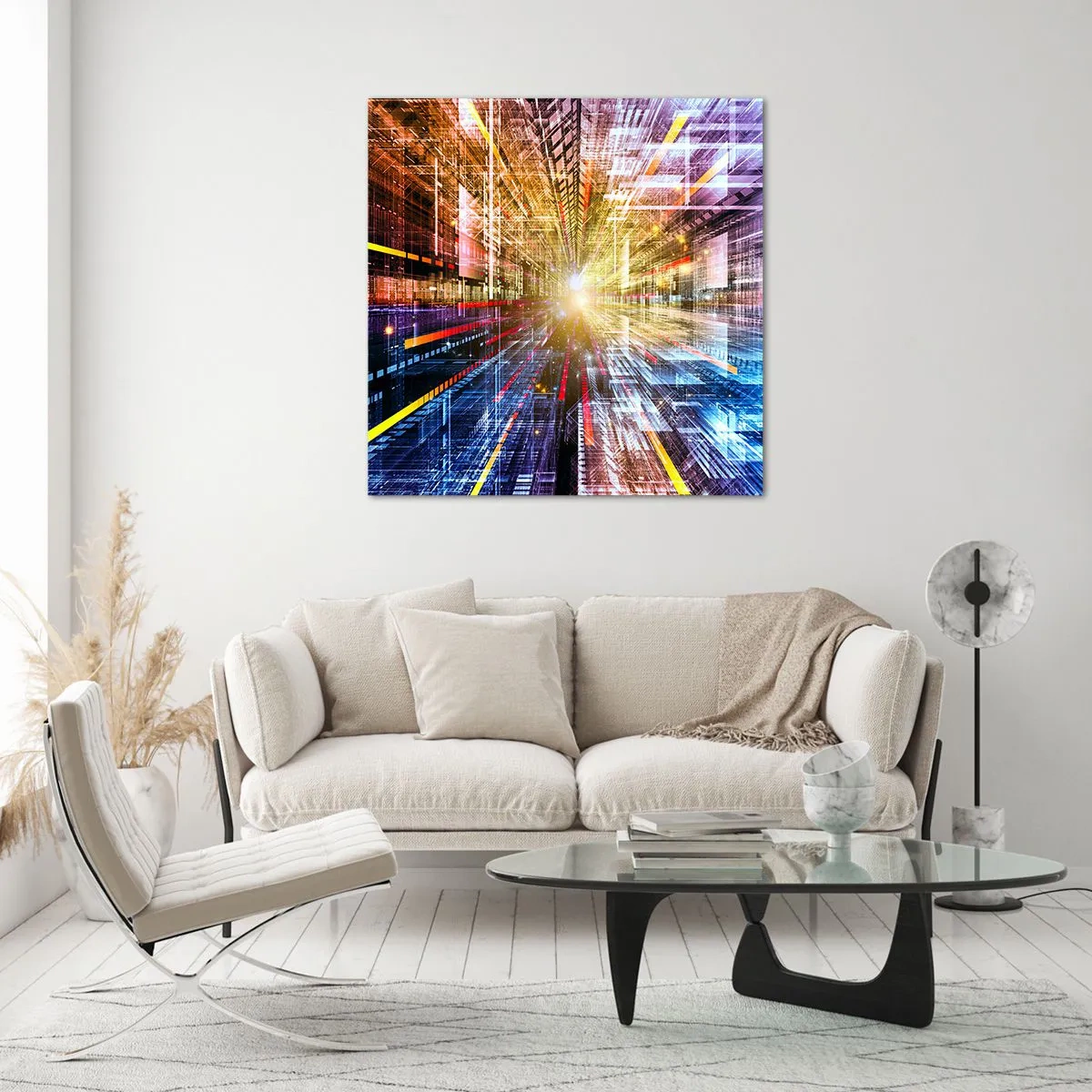 Tablou pe sticlă - Coridor luminos - 40x40 cm