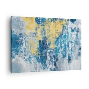 Tablou pe pânză Canvas - Abstracție în nuanțe de albastru și galben - 70x50cm - Abstracție de vreme - Decorațiune modernă pentru perete pentru living și dormitor ARTTOR