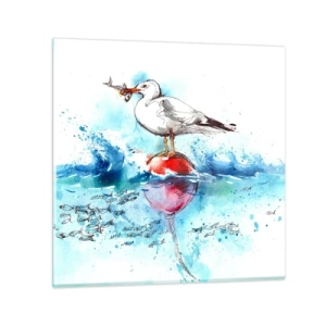 Tablou pe sticlă - Pescuit de succes - 50x50 cm