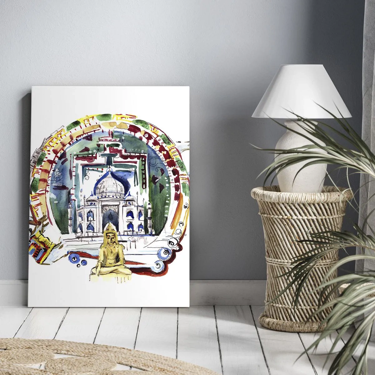 Tablou pe pânză - Echilibrul hindus al lumii - 65x120 cm