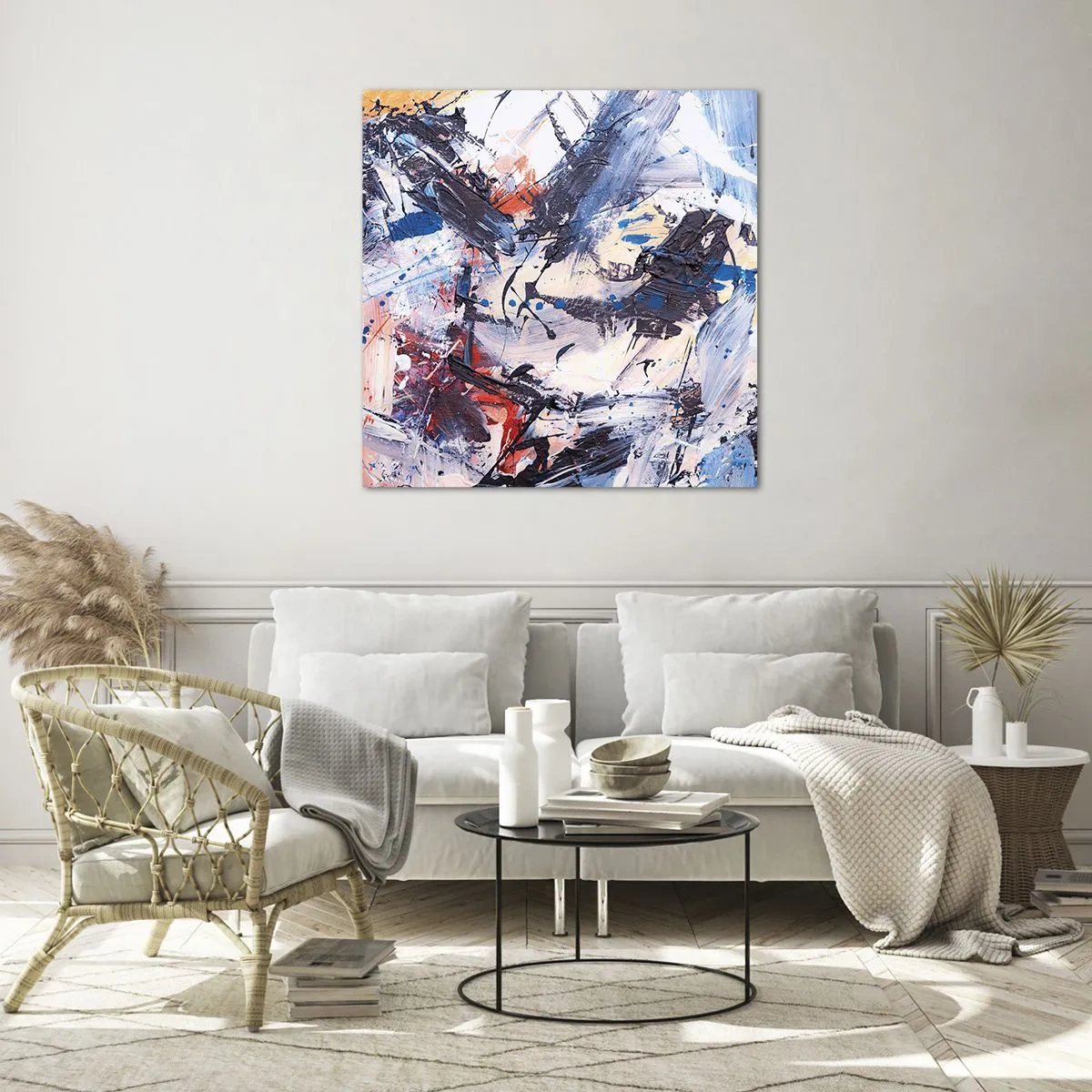 Tablou pe sticlă - Dansul nebun al abstracției - 70x70 cm