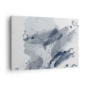 Tablou pe pânză Canvas - Pete abstracte în nuanțe de albastru pe un fundal deschis - 70x50cm - Un studiu al naturii de apă - Decorațiune modernă pentru perete pentru living și dormitor ARTTOR