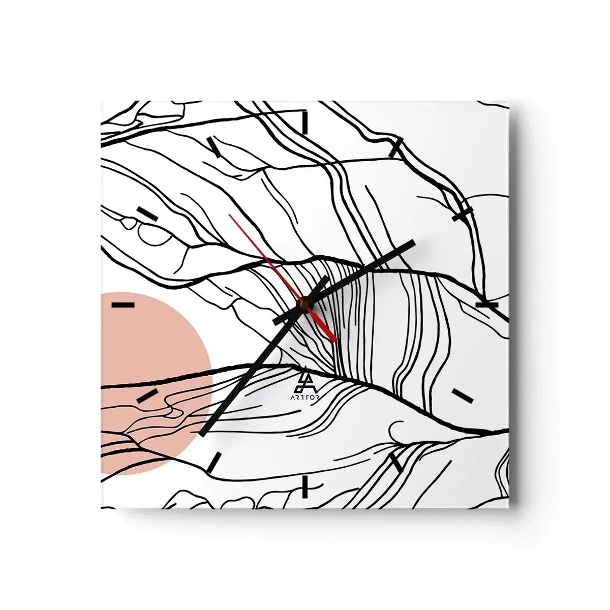 Ceas de perete - Ceas pe sticlă - Într-o rețea de crengi - 40x40 cm