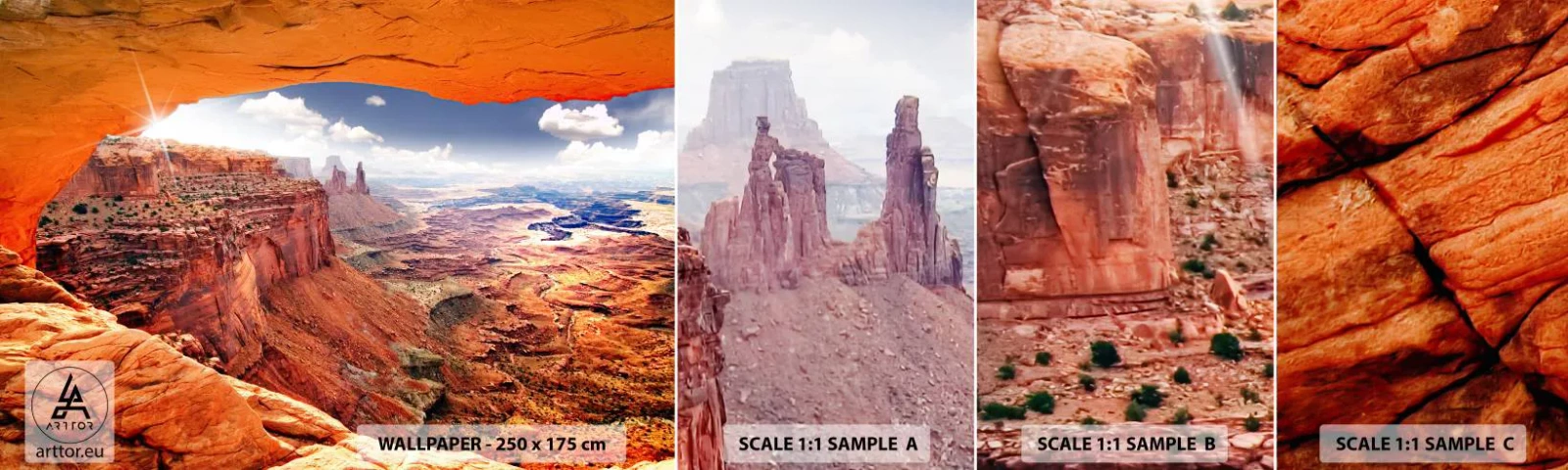 Mostră tapet autocolant Deluxe Sticker - Sculptat de natura însăși - Peisaj, Parcul Național Arizona, marele Canion - 100x30 cm