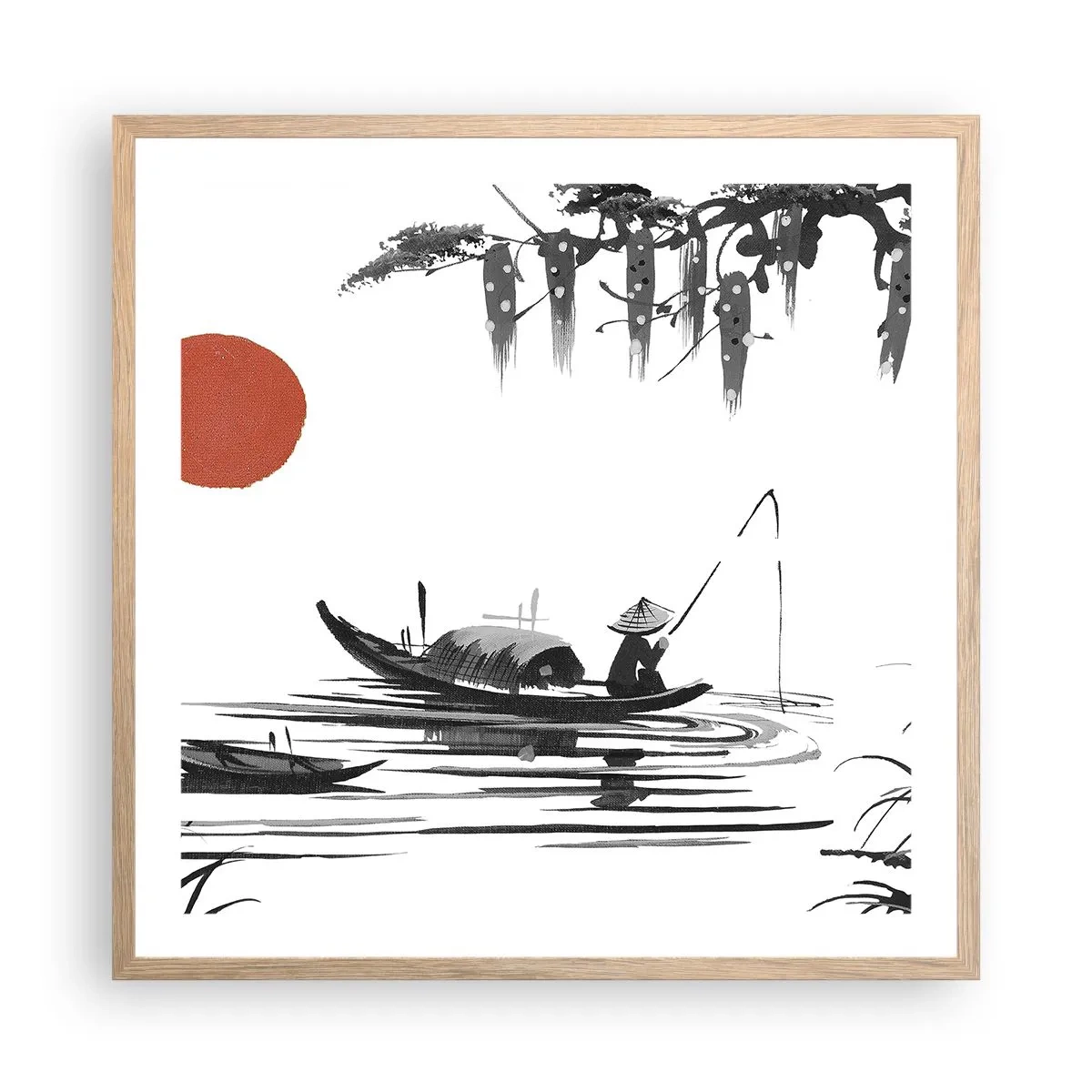 Poster în ramă de stejar deschis - O după-amiază asiatică - 60x60 cm