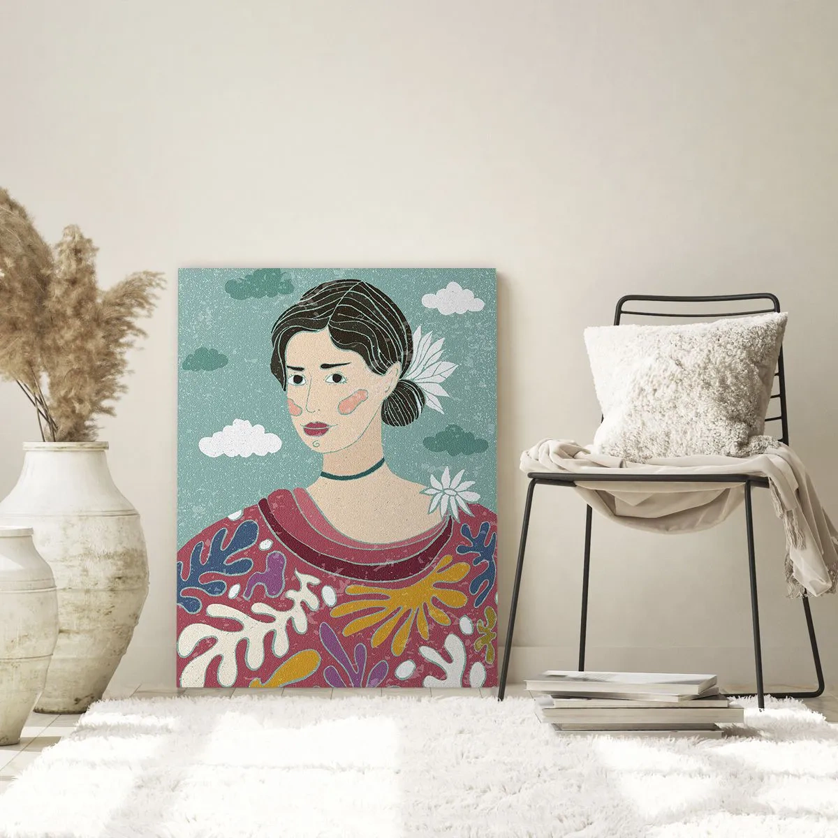 Tablou pe sticlă - Cu melancolie în privire - 70x100 cm