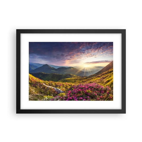 Poster în ramă neagră - Prospețimea unei dimineți de munte - 40x30 cm