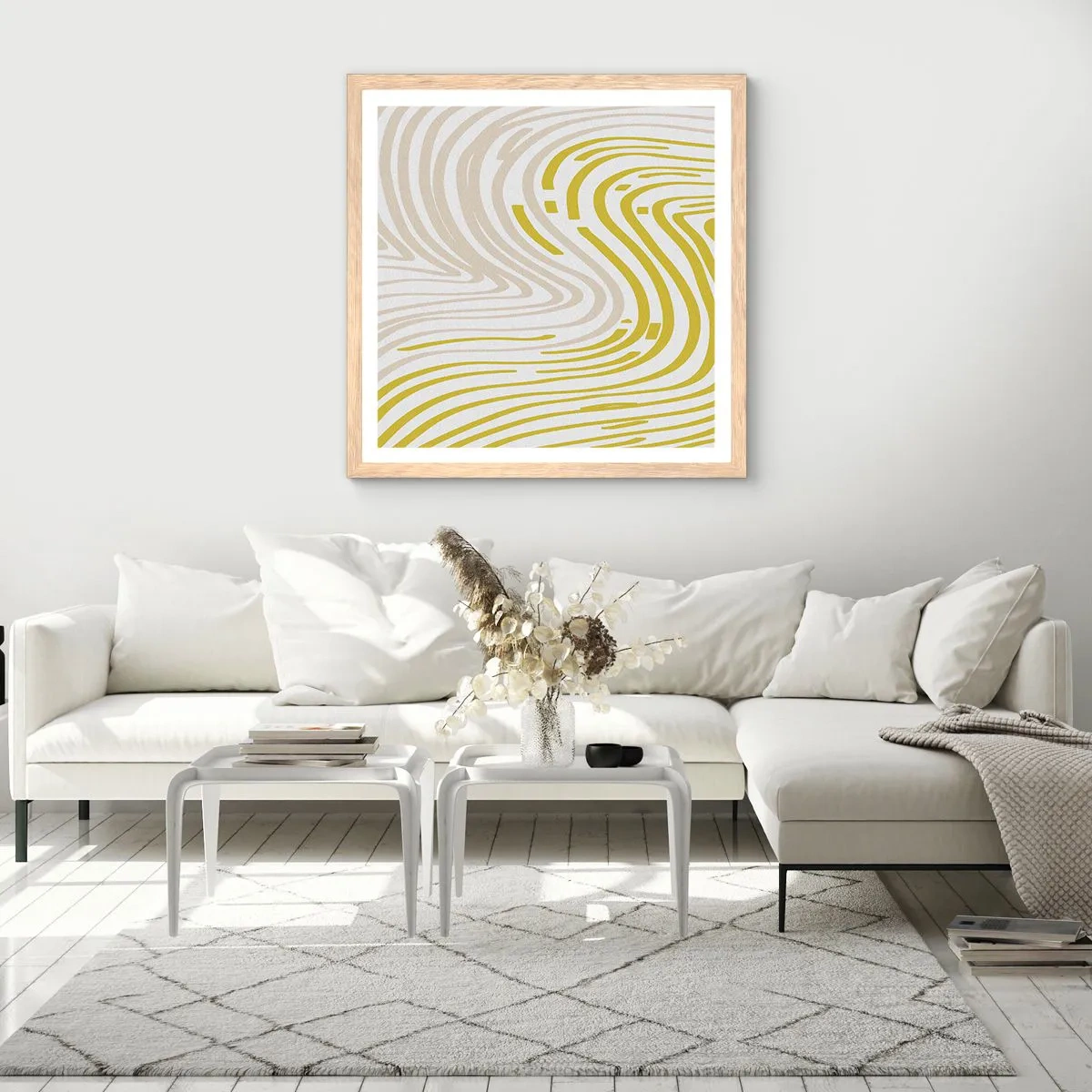 Poster în ramă de stejar deschis - Compoziție cu cambrare ușoară - 30x30 cm