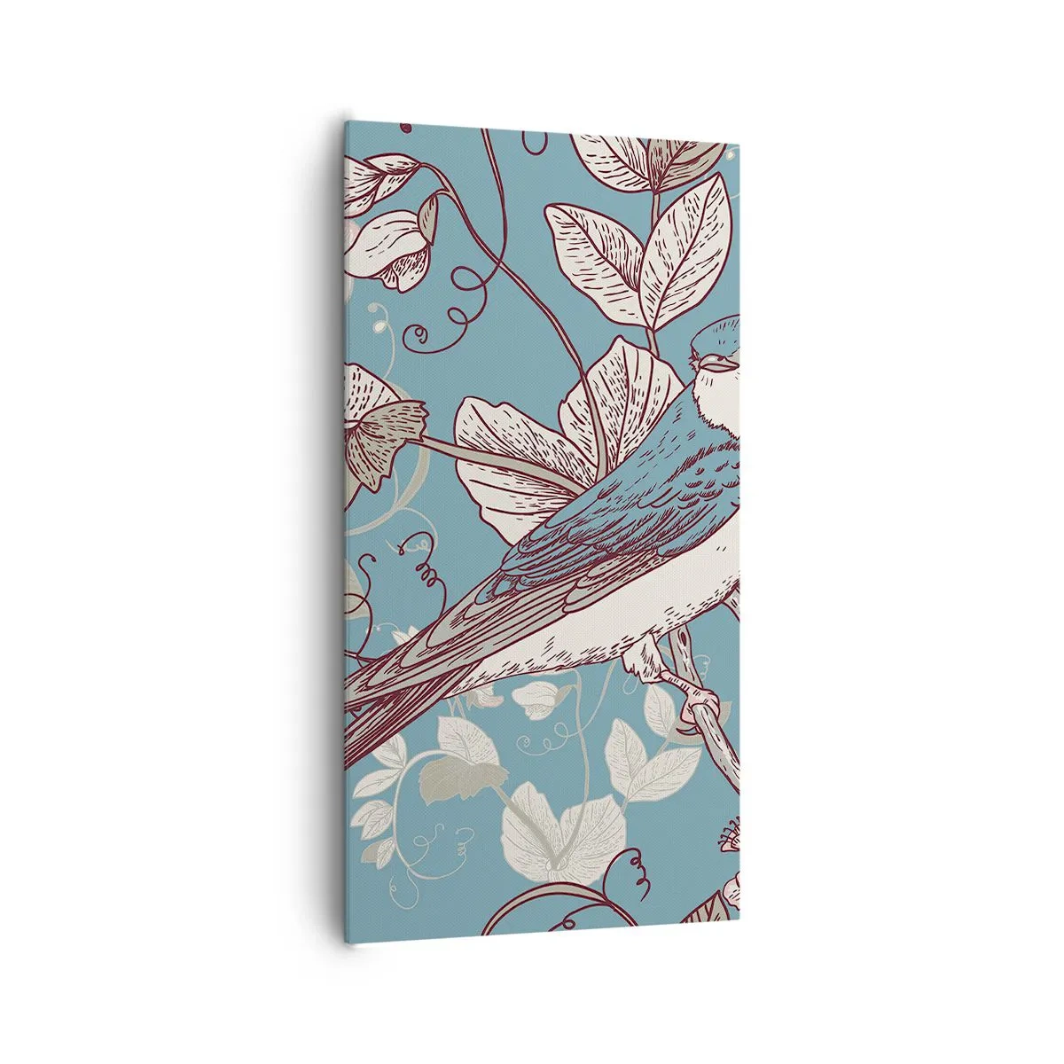 Tablou pe pânză - Ciripit în florile albe - 65x120 cm