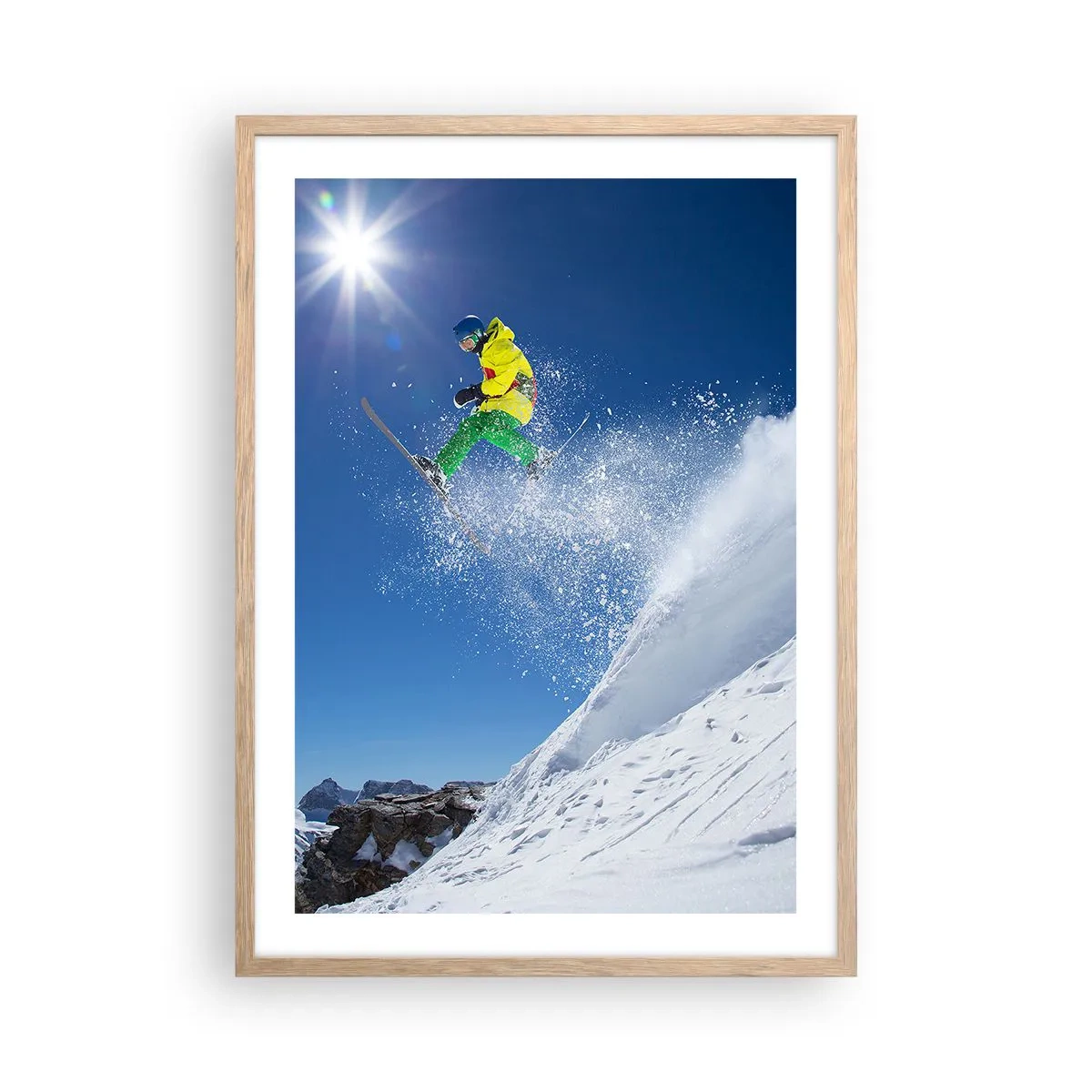 Poster în ramă de stejar deschis - Dansând cu munții - 50x70 cm