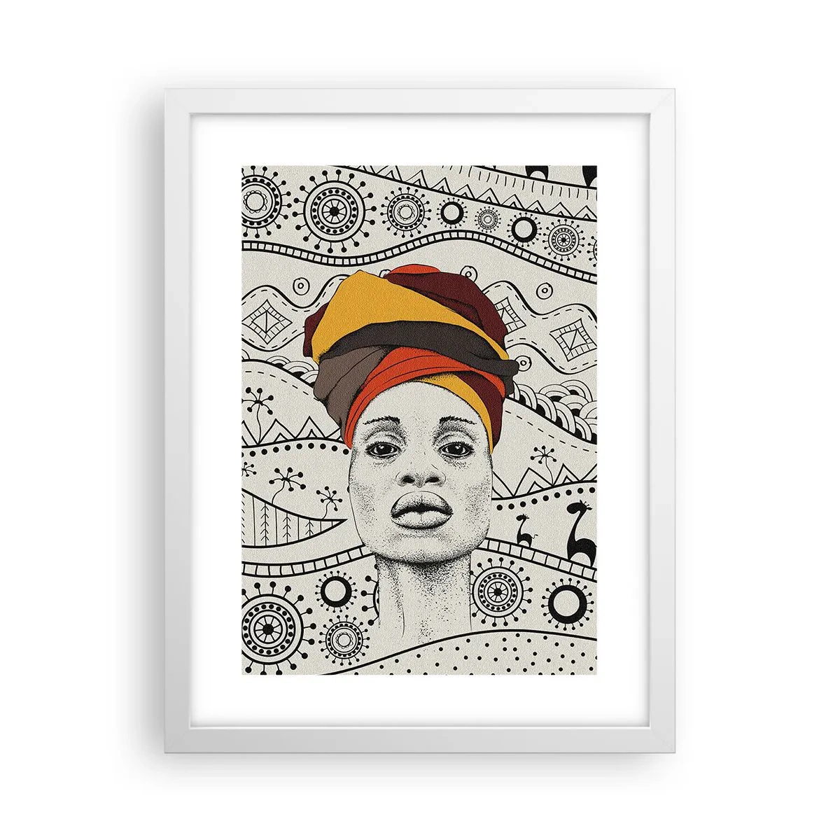 Poster în ramă albă - Portret african - 30x40 cm