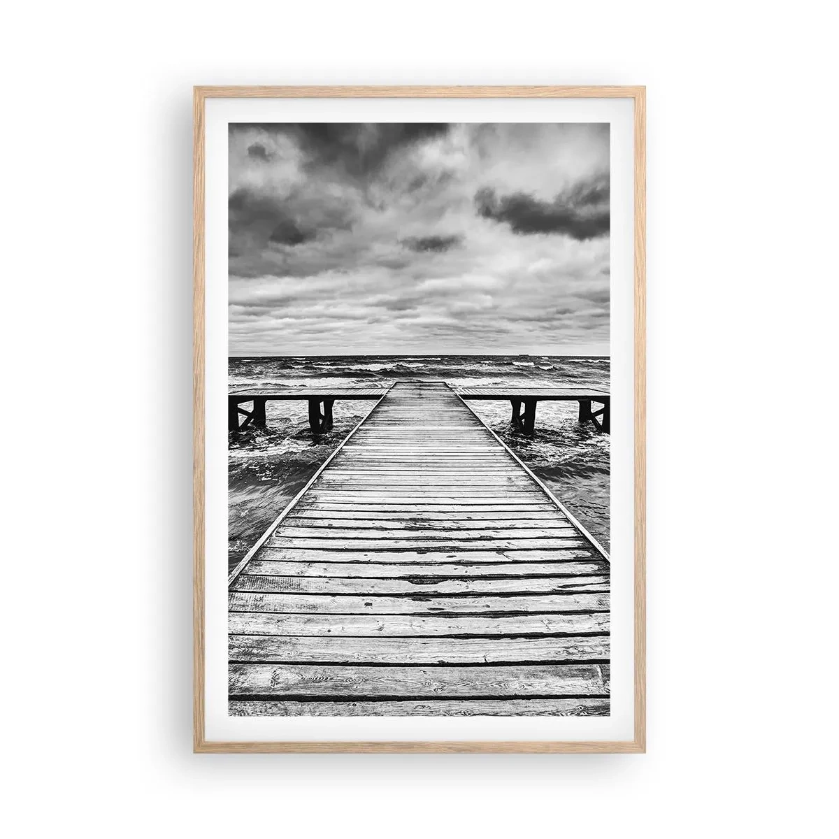 Poster în ramă de stejar deschis - Aștept ca vântul să fugărească... - 61x91 cm