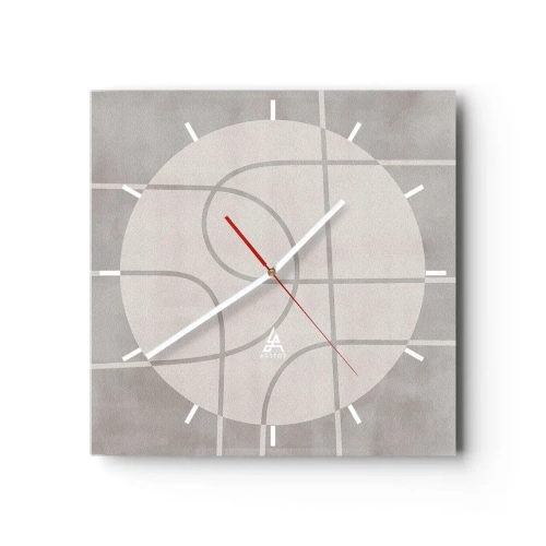 Ceas de perete - Ceas pe sticlă - Circular și drept înainte - 30x30 cm
