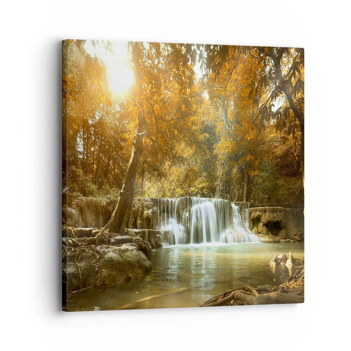 Tablou pe pânză - Cascadă în parc - 30x30 cm