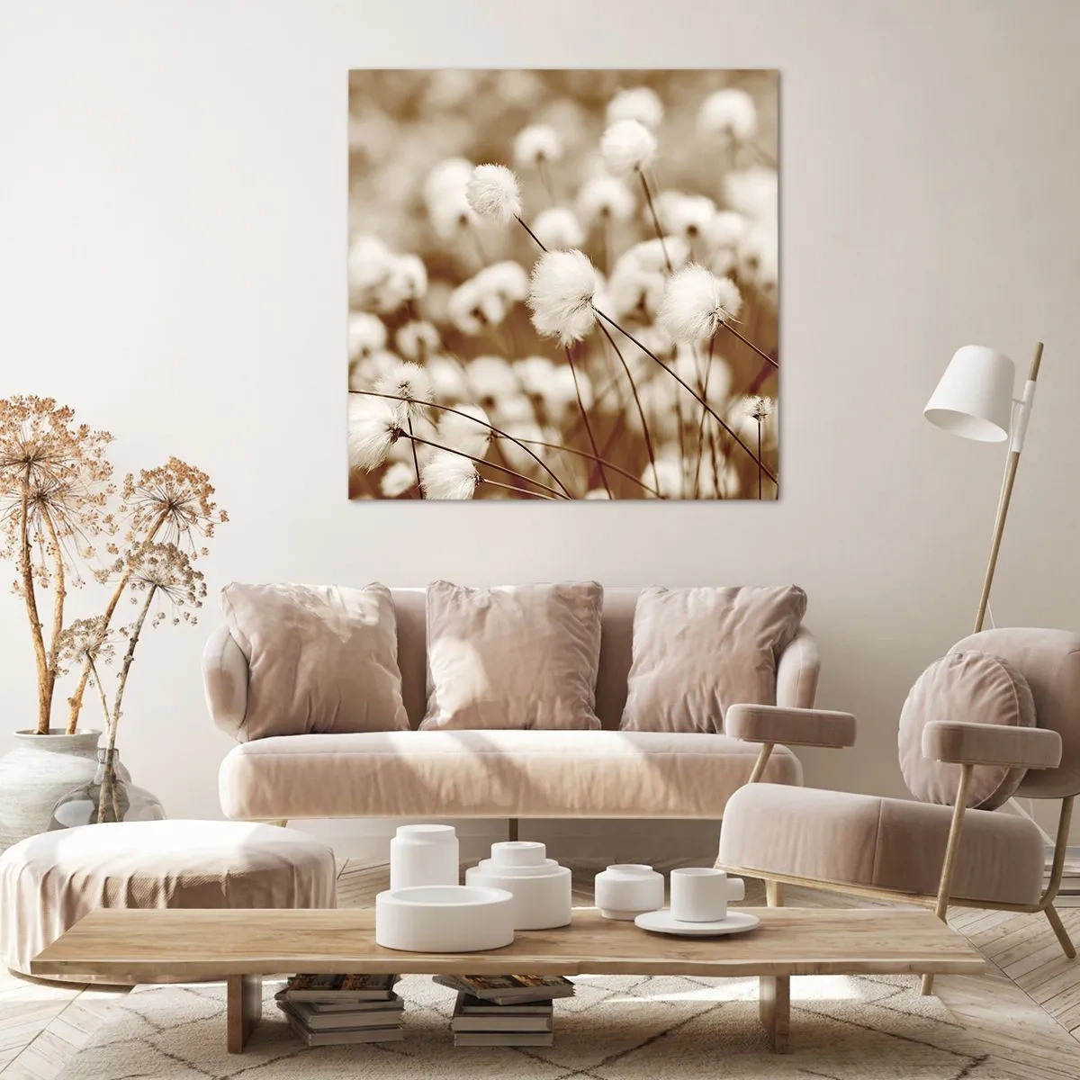 Tablou pe pânză - Câmp pufos - 40x40 cm
