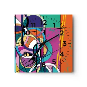 Ceas de perete - Ceas pe sticlă - Roată cu roată - 40x40 cm