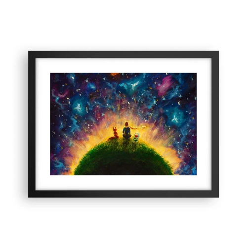 Poster în ramă neagră - Dragoste și prietenie - întreaga lume - 40x30 cm