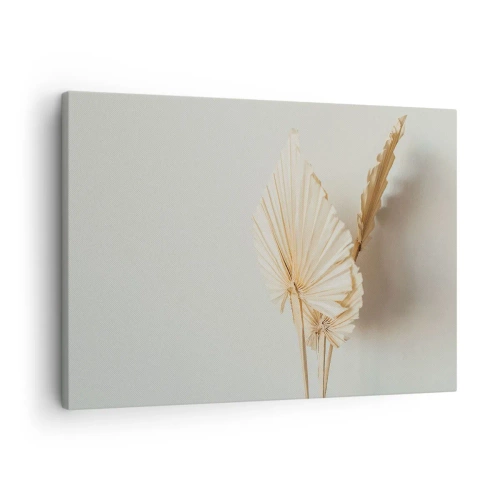 Tablou pe pânză Canvas - Frunze de palmier uscate într-un aranjament minimalist - 70x50cm - Când este nevoie de ușurare - Decorațiune modernă pentru perete pentru living și dormitor ARTTOR