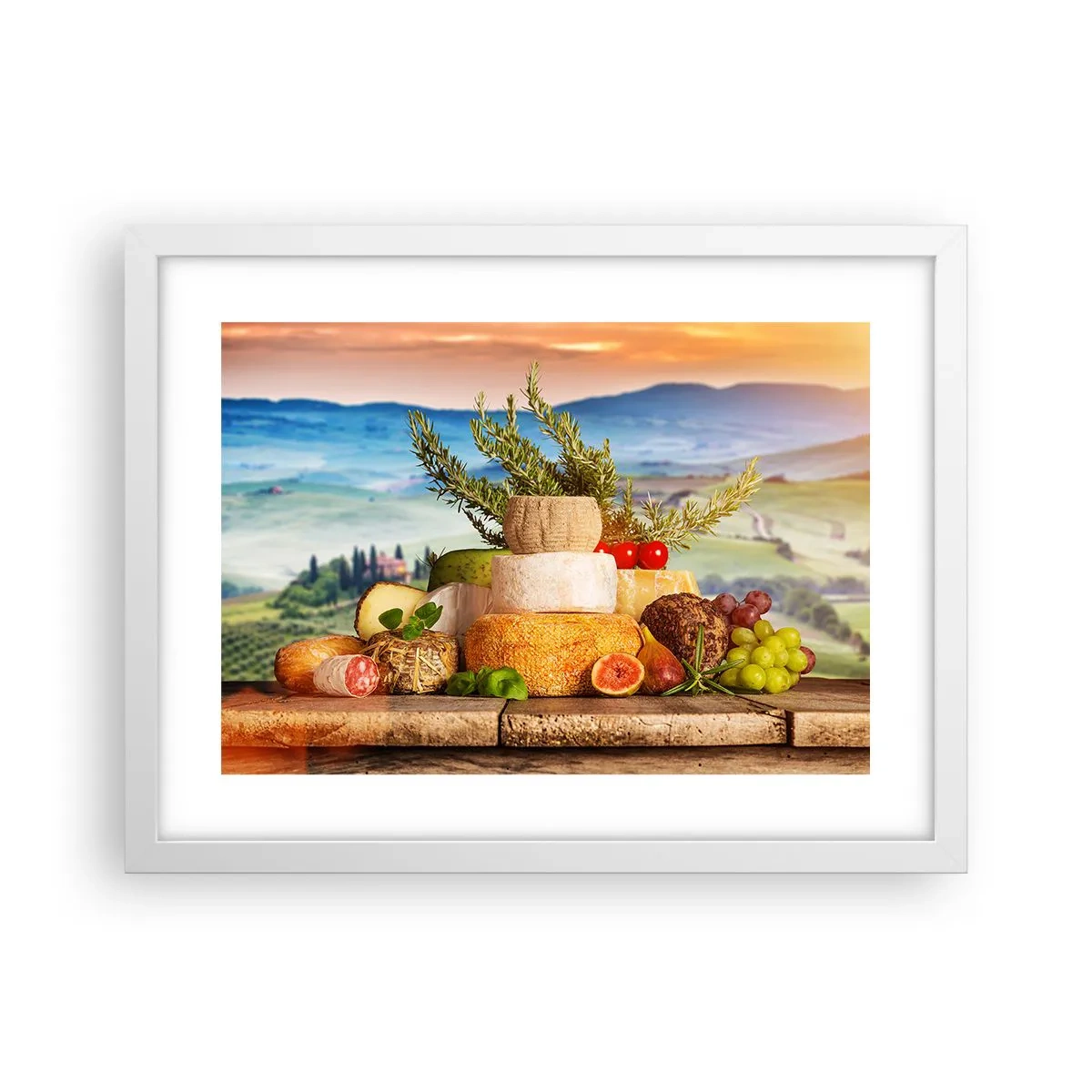 Poster în ramă albă - Bucurie de viață în stil italian - 40x30 cm