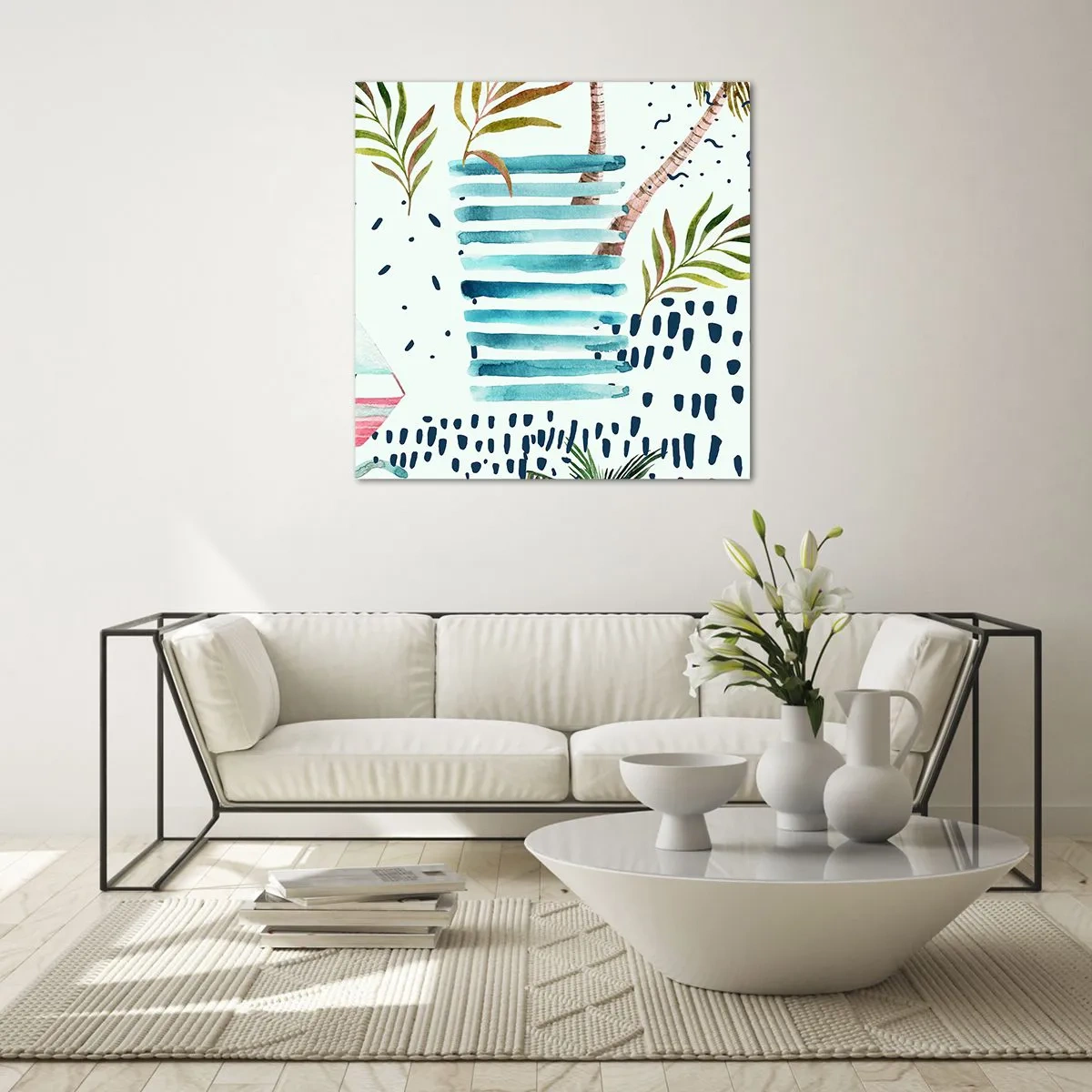 Tablou pe sticlă - Vacanță sub palmieri - 30x30 cm