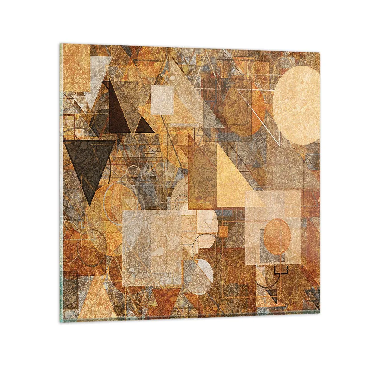 Tablou pe sticlă - Studiu cubist de bronz - 40x40 cm