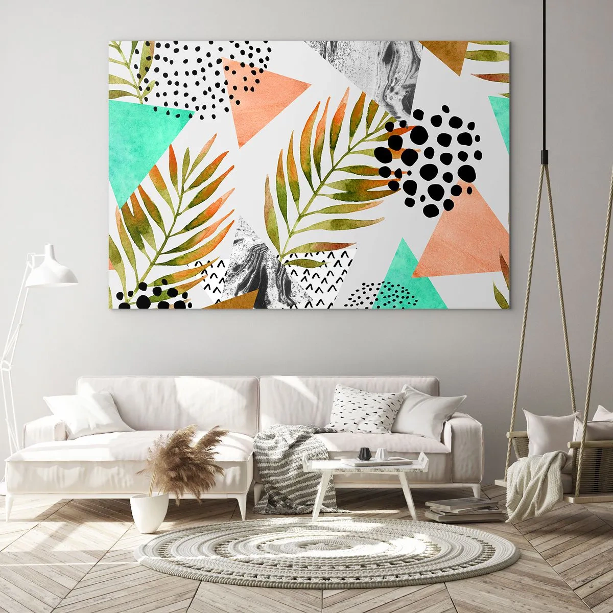 Tablou pe sticlă - Decorațiuni cu frunze de palmier - 100x70 cm