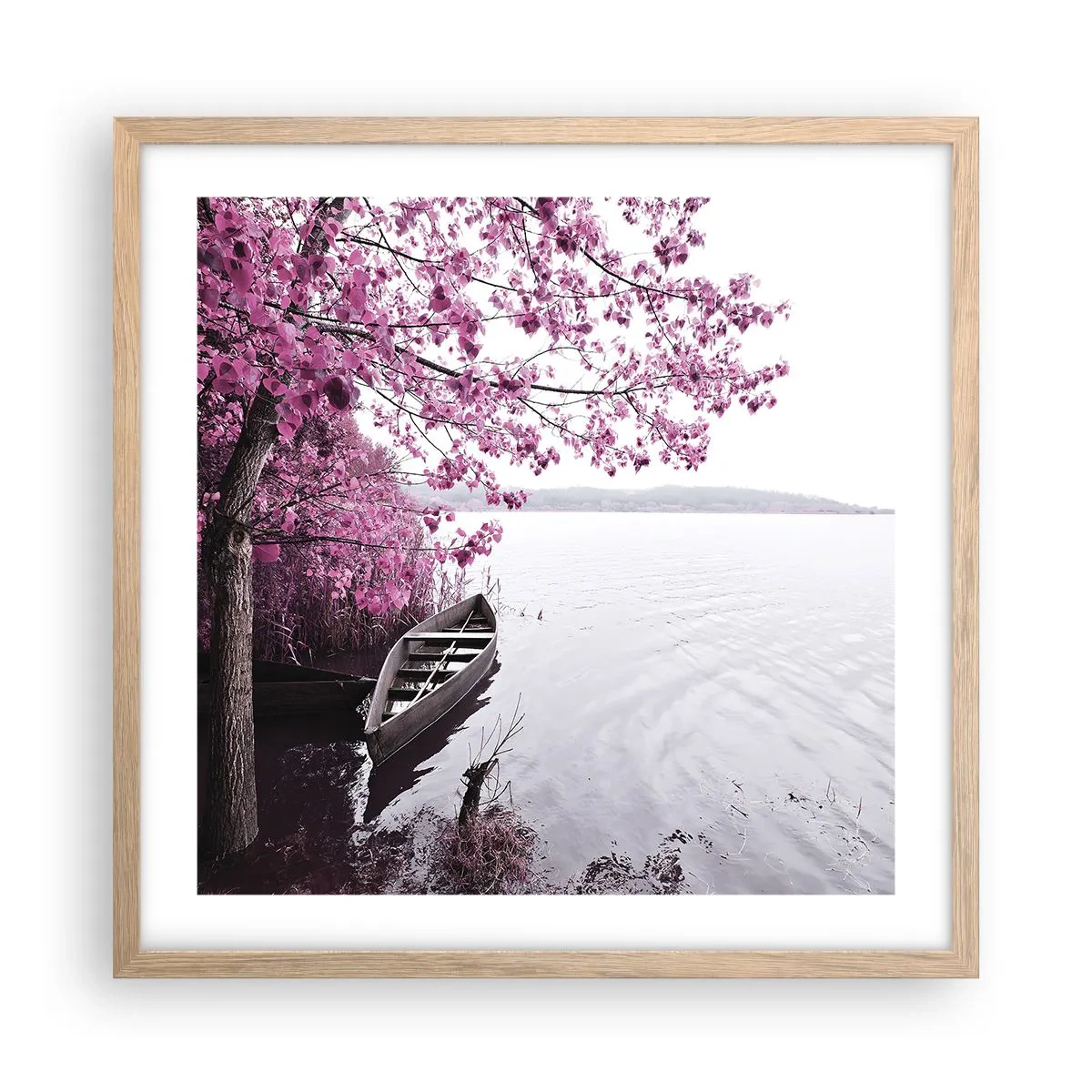 Poster în ramă de stejar deschis - În tăcerea roz - 50x50 cm