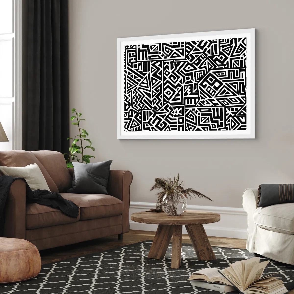 Poster în ramă albă - Compoziție precolumbiană - 91x61 cm