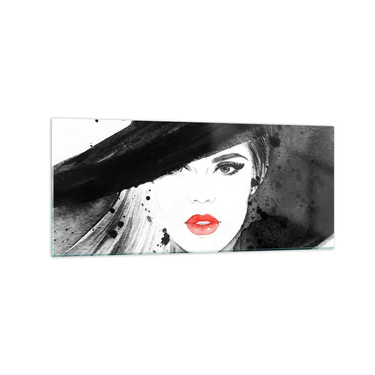 Tablou pe sticlă - Doamna în negru - 120x50 cm