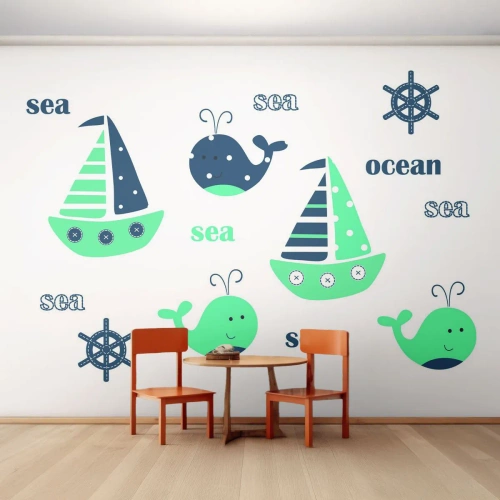 Fototapetă personalizată Premium Canvas - Peste mări și oceane - Pentru copii, Nautic, Barcă cu pânze