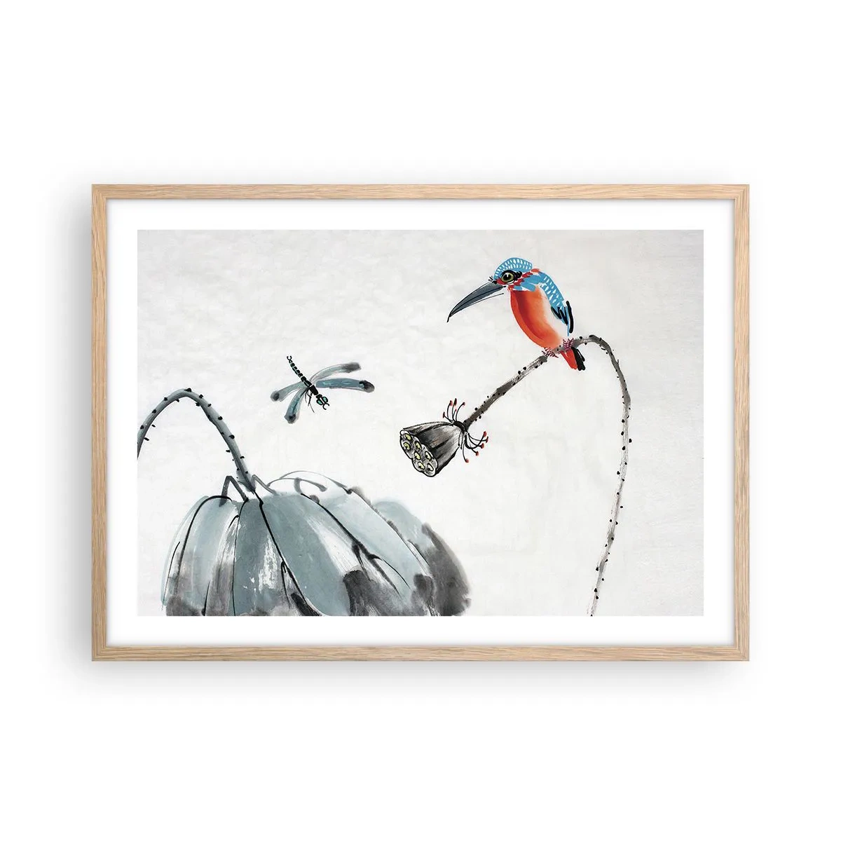 Poster în ramă de stejar deschis - Viața de pajiște - 70x50 cm