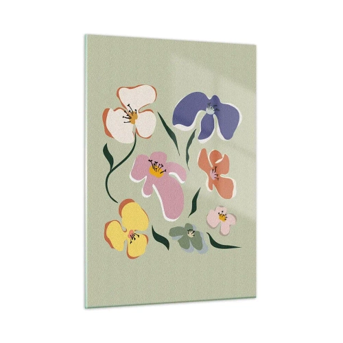Tablou pe sticlă - Panseluțe colorate - 50x70 cm