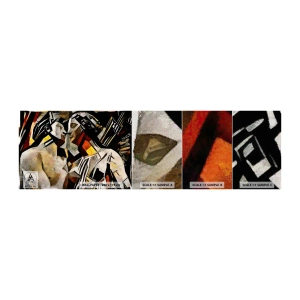 Mostră tapet Premium Canvas - Sărut statuar - Cuplu îndrăgostit, Cubism, Pup - 100x30 cm