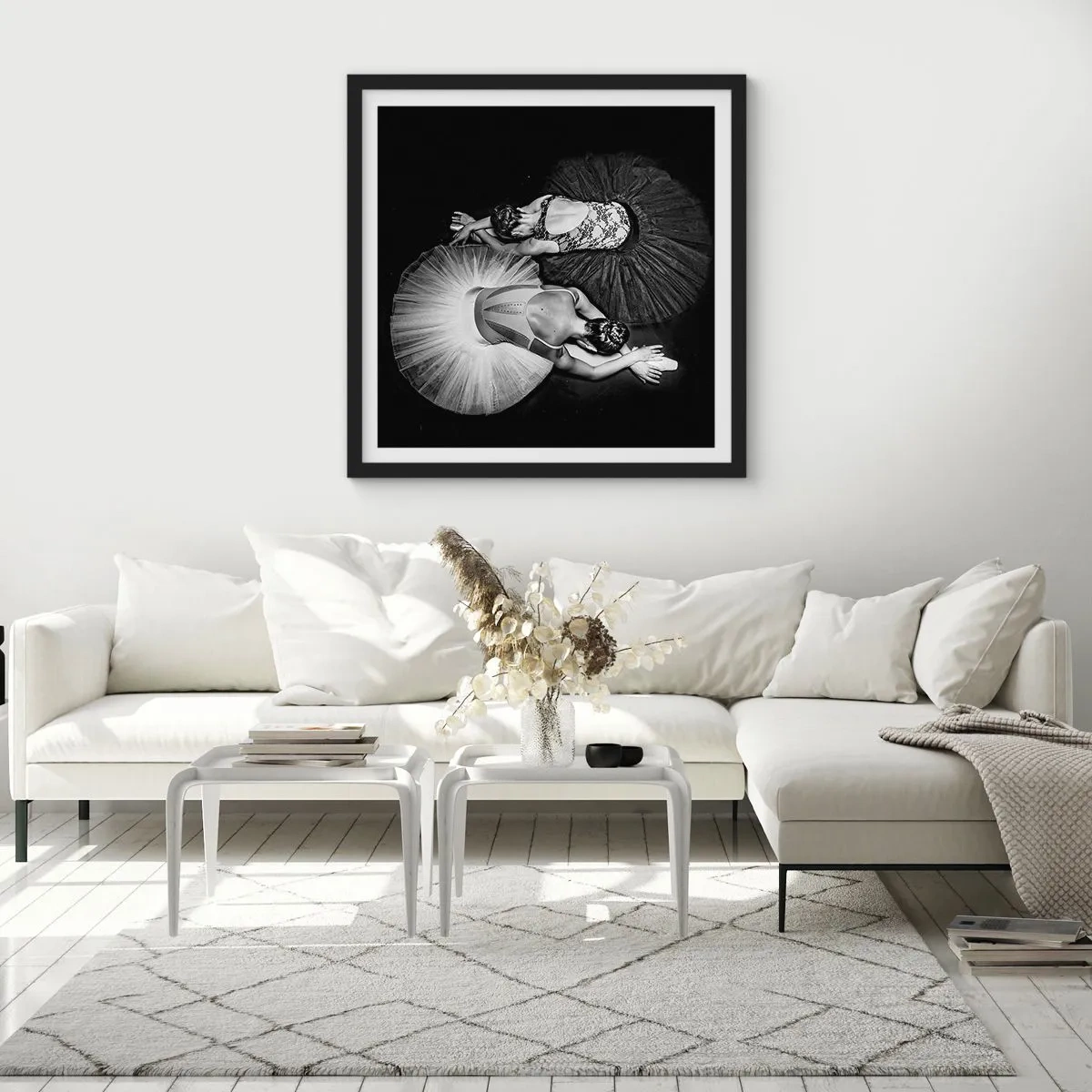 Poster în ramă neagră - Yin și yang - echilibrul perfect - 40x40 cm