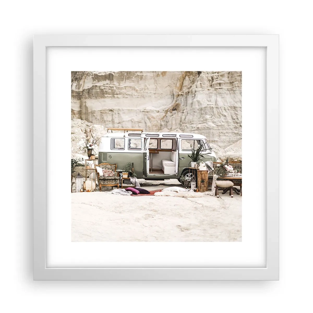 Poster în ramă albă - Să înceapă călătoria - 30x30 cm