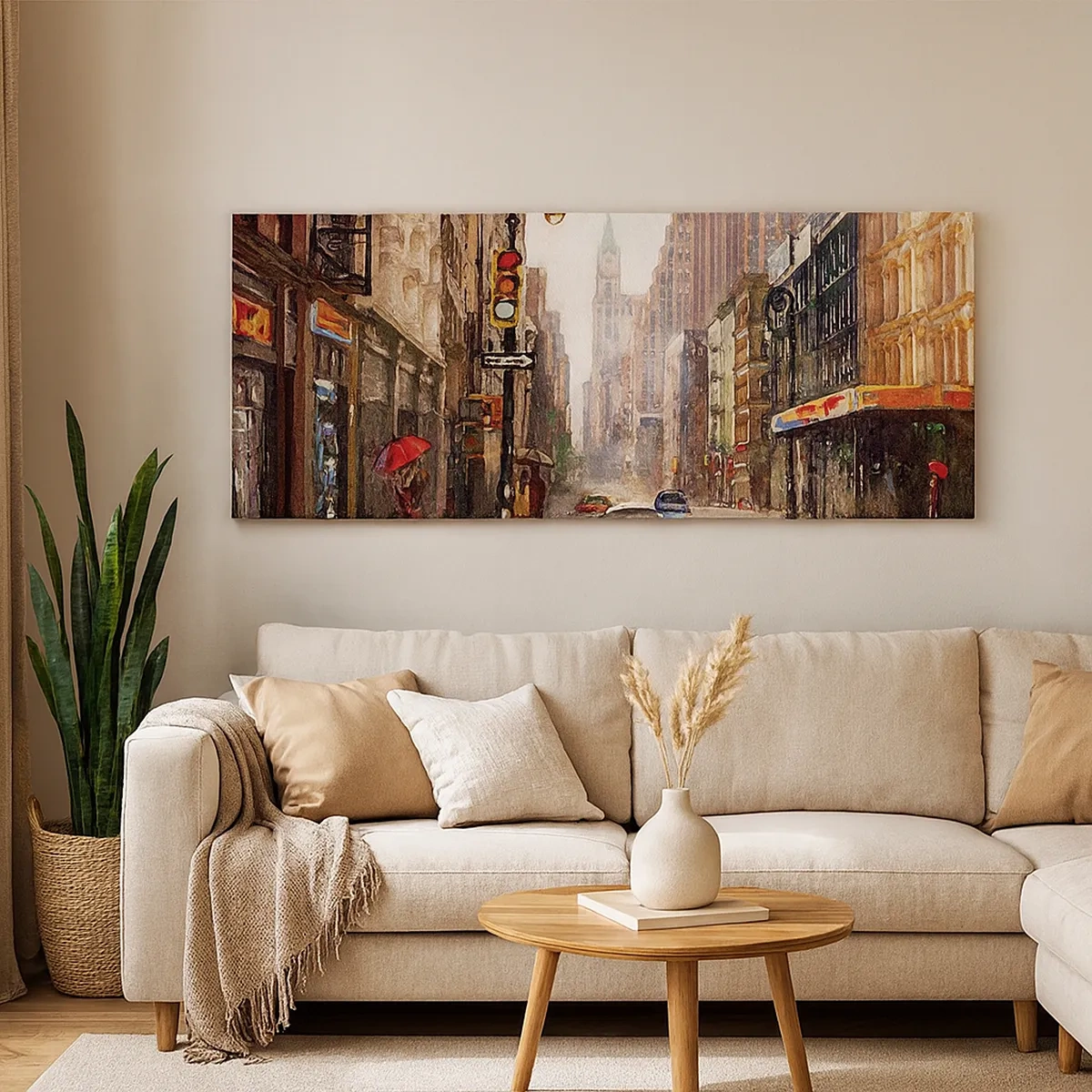 Tablou pe pânză - New York - plin de culoare și în ploaie - 30x30 cm