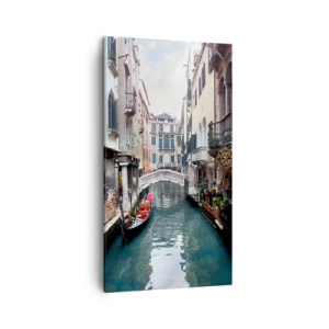 Tablou pe pânză - Peisaj venețian cu gondolă și pod - 45x80 cm