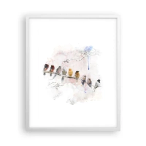 Poster în ramă albă - Întâlnire înaripată - 40x50 cm