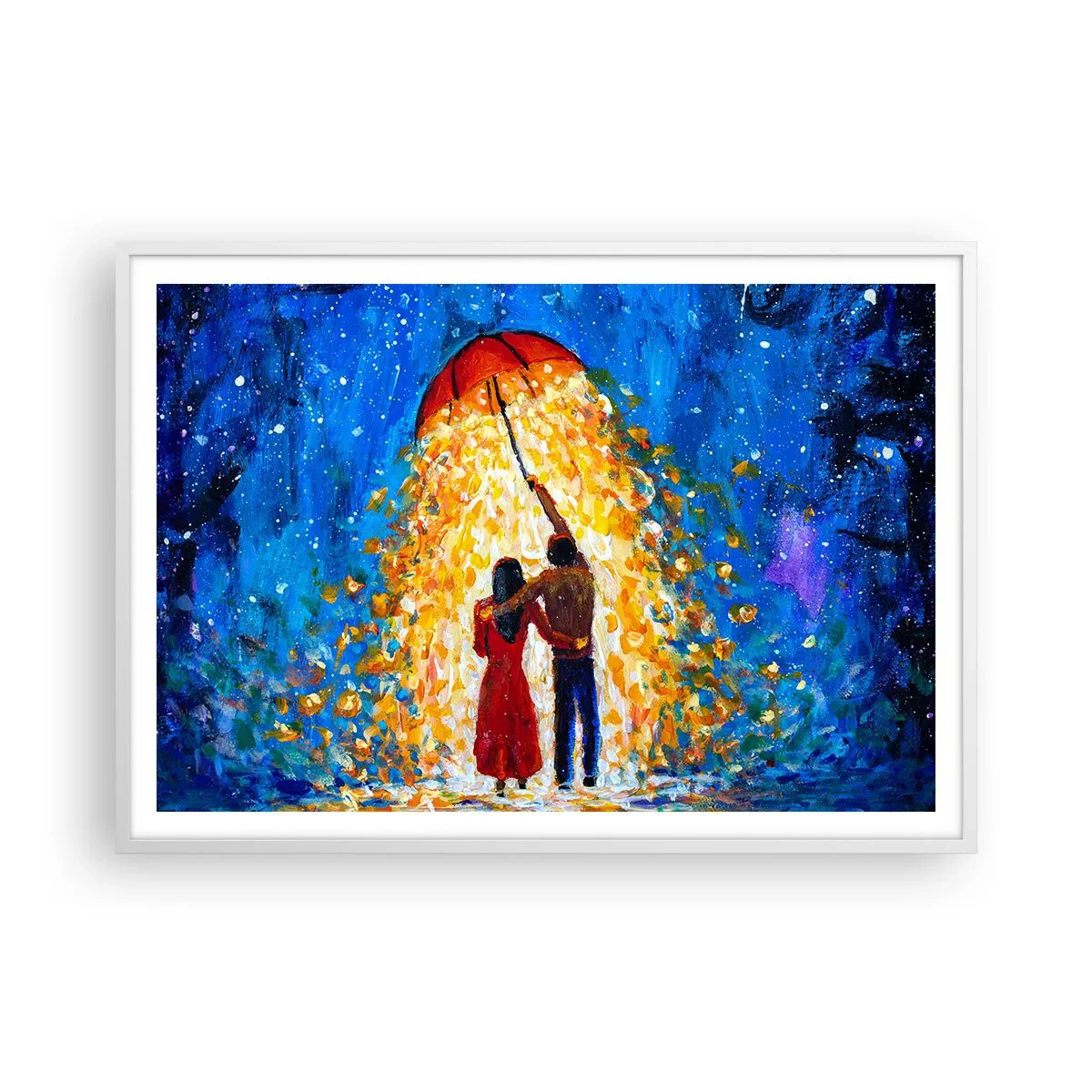 Poster în ramă albă - Magia unei seri ploioase? - 100x70 cm