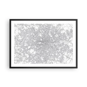 Poster în ramă neagră - Harta labirintului din Londra - 70x50 cm