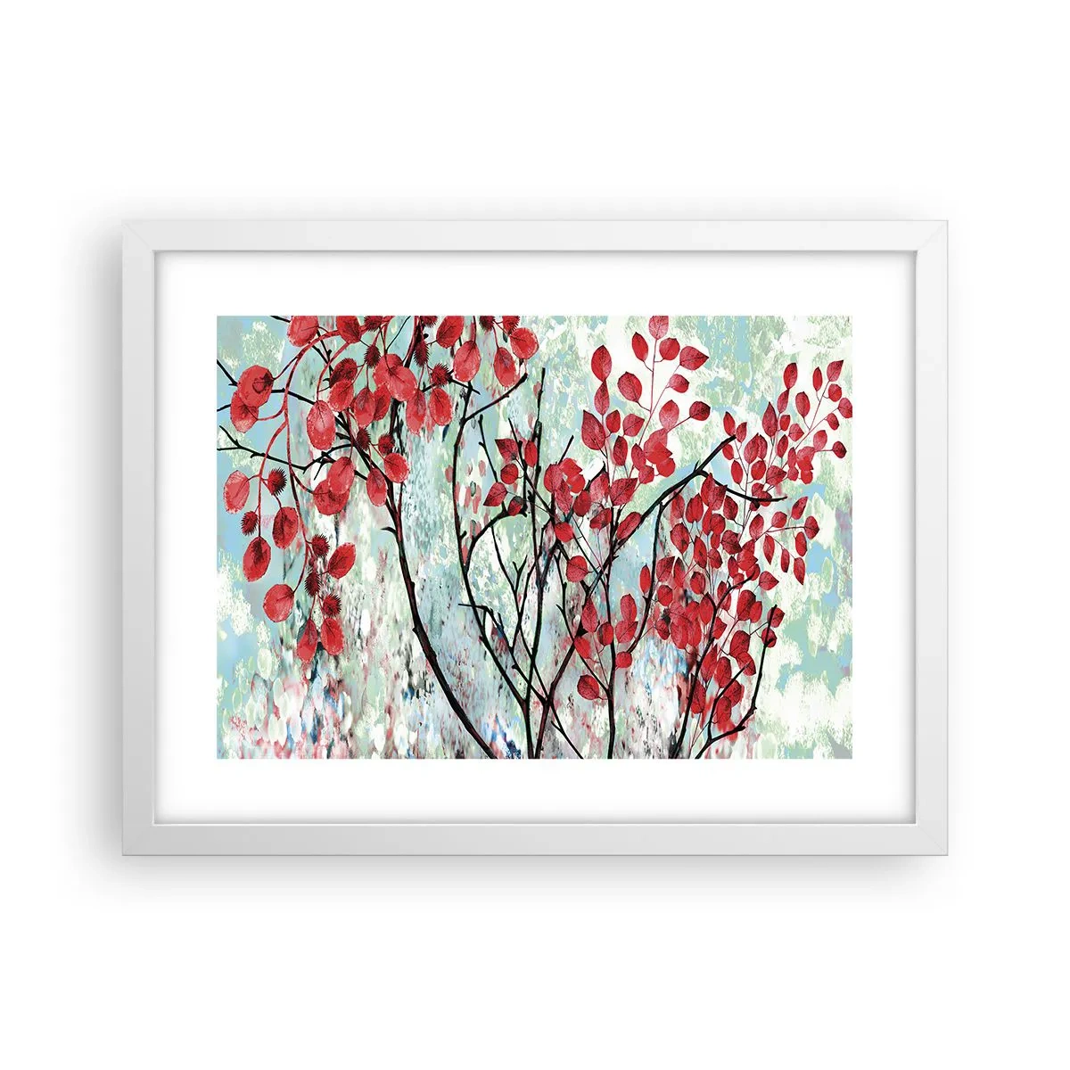 Poster în ramă albă - Arbore în stacojiu - 40x30 cm