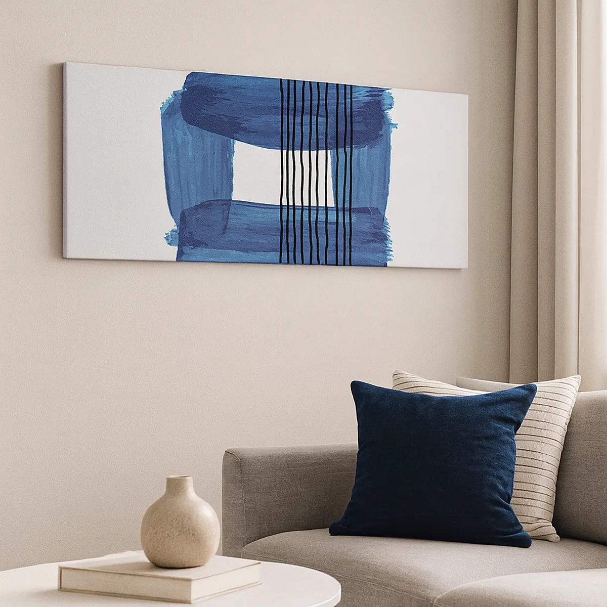 Tablou pe pânză - Compoziție albastru-negru - 30x30 cm