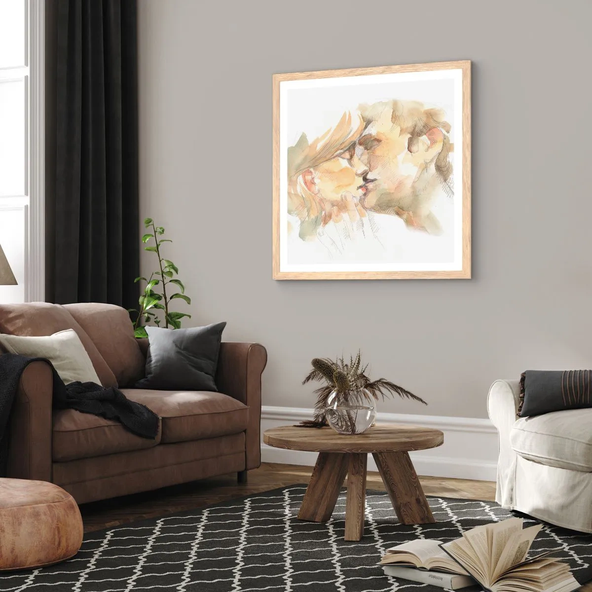 Poster în ramă de stejar deschis - Jumătatea găsită? - 60x60 cm