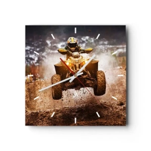 Ceas de perete - Ceas pe sticlă - No risk no fun - 30x30 cm