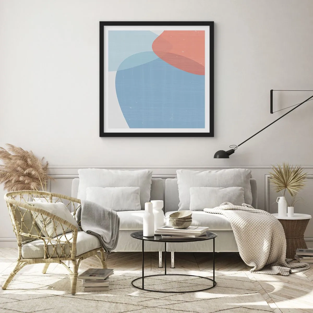 Poster în ramă neagră - Relații pastelate - 30x30 cm