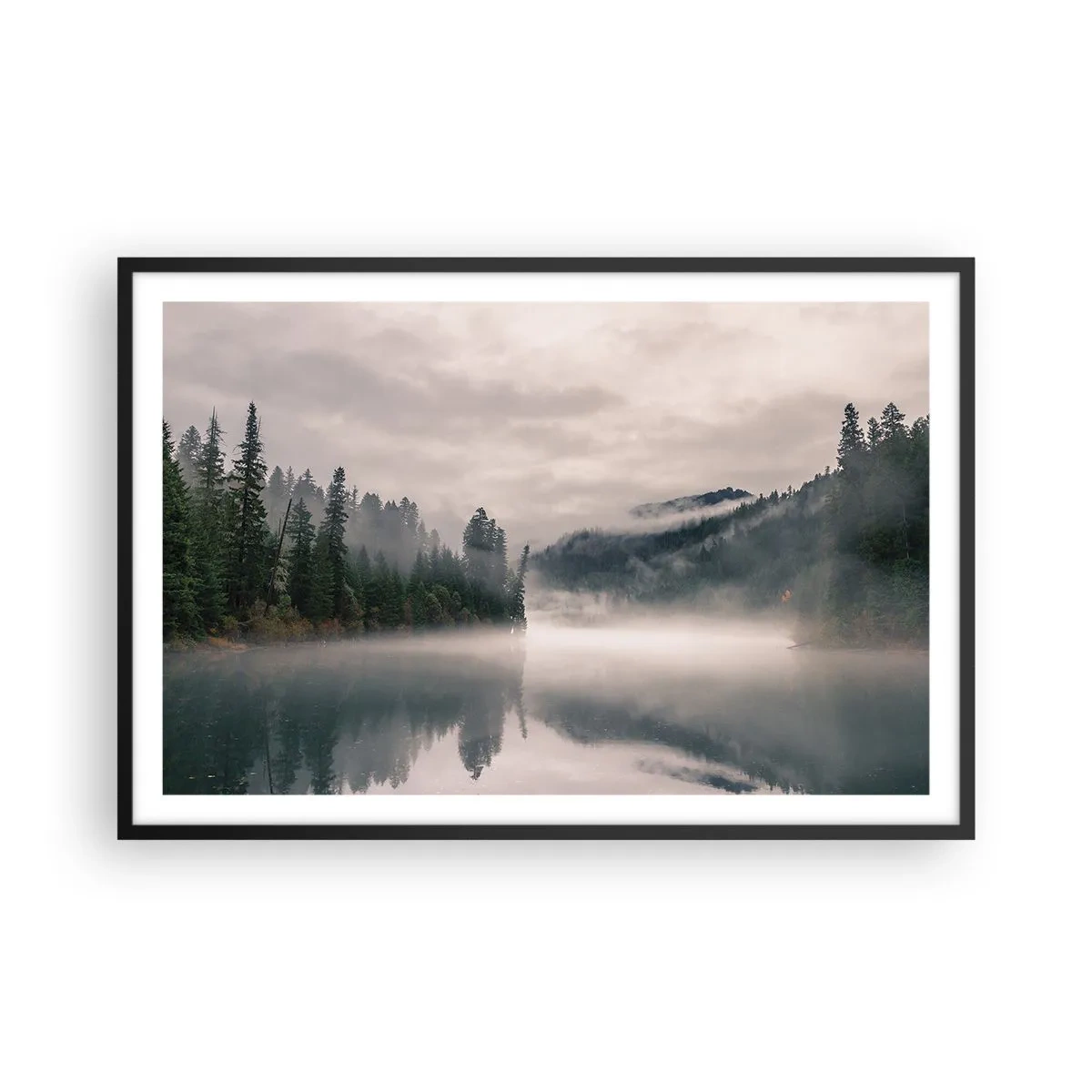 Poster în ramă neagră - În reverie, în ceață - 91x61 cm